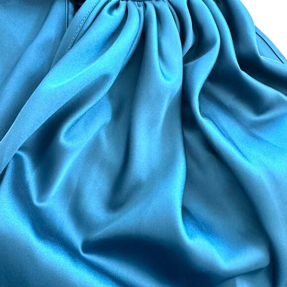 Bishop + Young Jade Blue Satin Neck Tie Halter Top - Size S - Picture 10 of 10